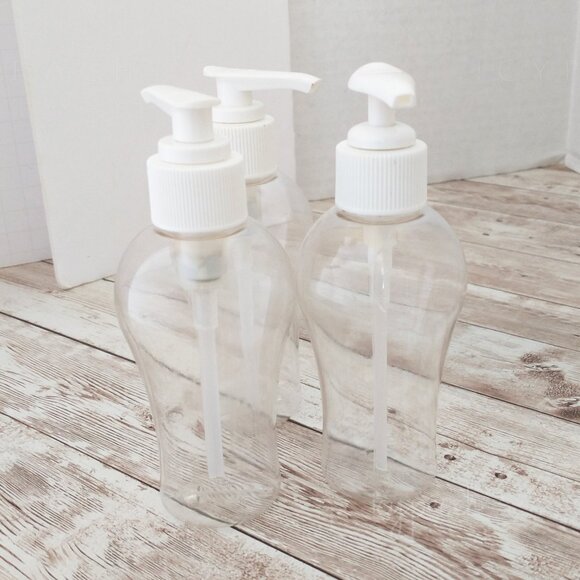 4oz Pump Dispensers 3 Pack Clear Plastic Bottles, White Cap/Pump, Lotion Soap - Picture 6 of 8